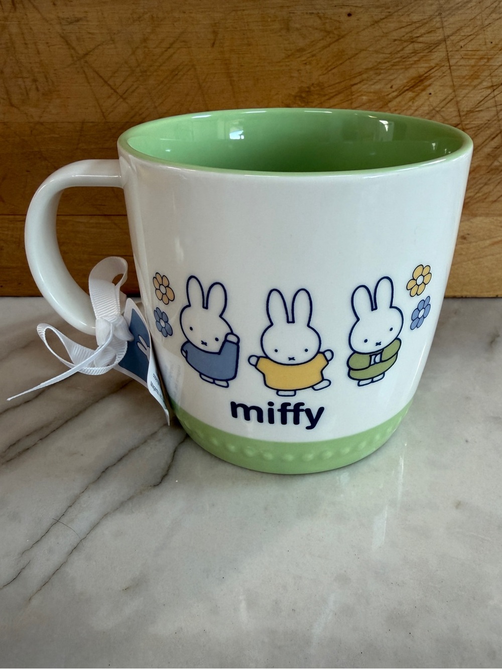 Mug with Miffy design- green and white